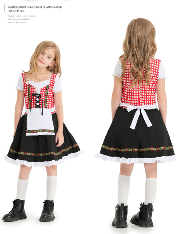 Tysk Oktoberfest Kostume til Piger Dirndl Kjole Black L