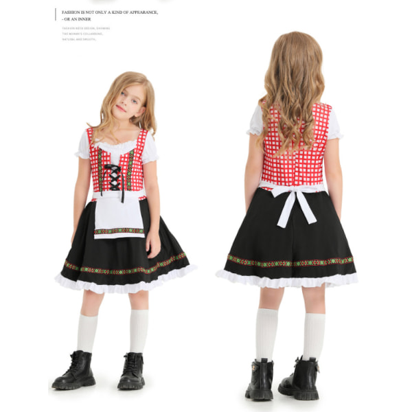 Tyska Oktoberfest-dräkt för flickor Dirndl-klänningar Black L