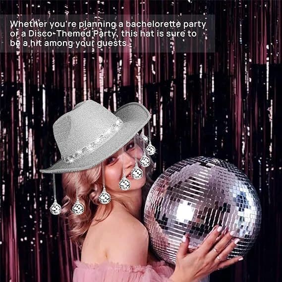 Disco Ball Cowboy Hat, Spejlet Cowboy Hat Silver