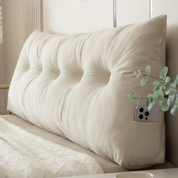 Kilepute Hodegavl Posisjonsstøtte Lang Pute for Seng Khaki 150*40*12cm