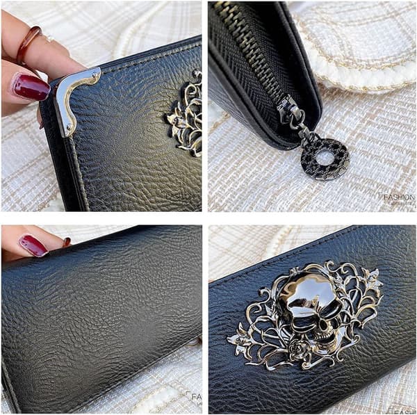Skull Lommebøker for Kvinner Glidelås Rundt Clutch Blue
