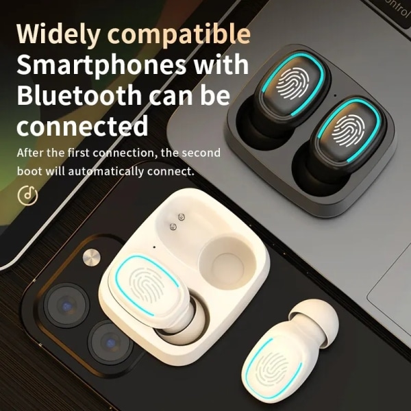Bluetooth hörlurar i örat, trådlösa hörlurar Touch Control med mikrofon BLACK