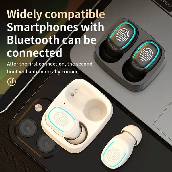 Bluetooth Ørepropper In-Ear, Trådløse Høretelefoner Berøringsstyring med Mic YELLOW