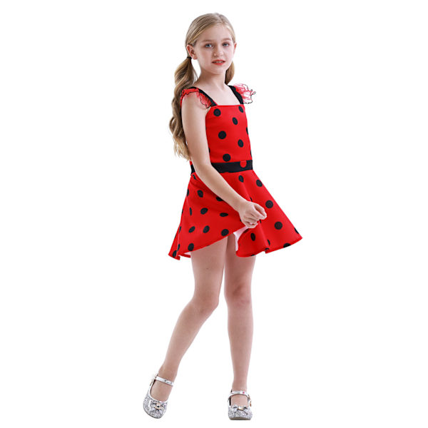 Flickor Polka Dots Ladybug Dress Up Kostym red 130cm