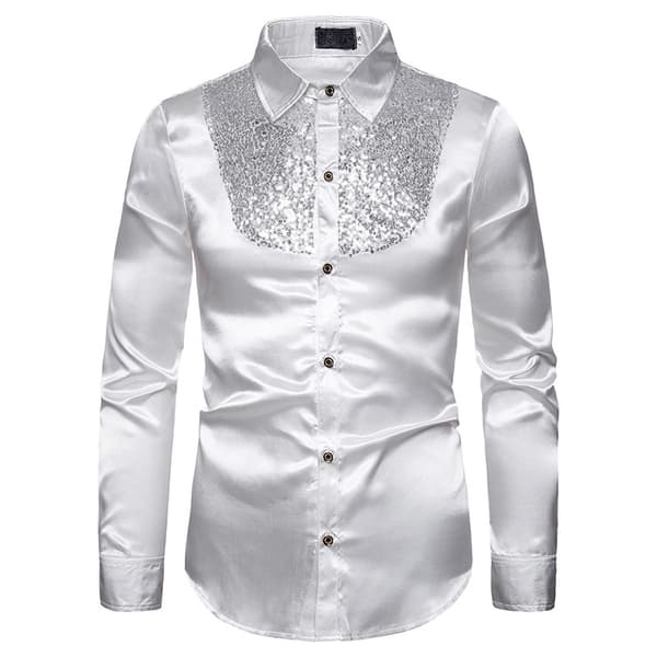 Herrar Glittrande Sekvens Disco Party Klänningar White XL
