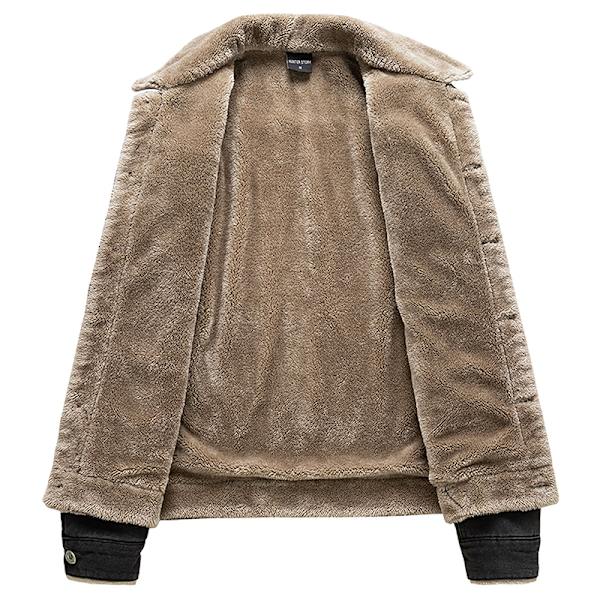 Mænds Fleeceforet Jeansjakke Vinterjakke Black M