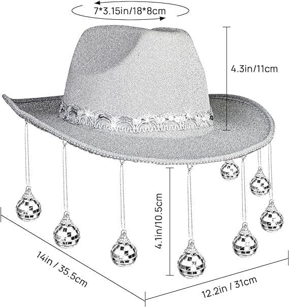Discokula Cowboyhatt, Spegelkula Cowboyhatt Silver