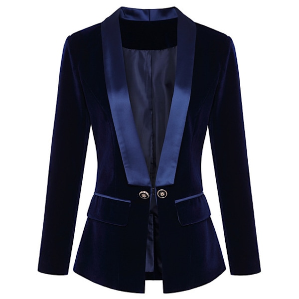 Kvinnor sammetsjacka kavaj Casual kontorsjacka kostym blue M