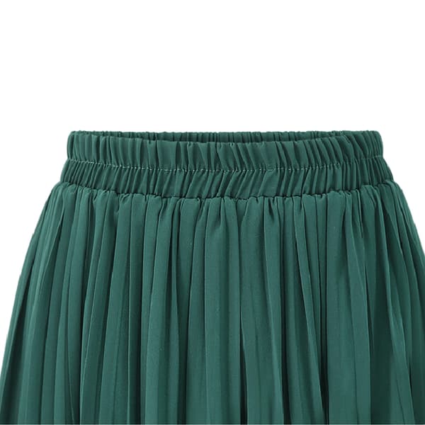 Dam Elastisk Midja Plisserade Chiffong Culottes Croppade Vida Ben Flödiga Byxor red M