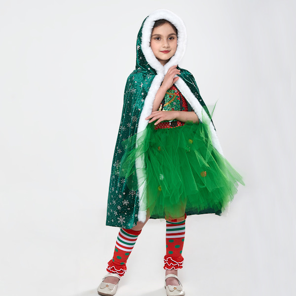 Tutu Dreams Joulupukukostyymi Tytöille Lapsille Viitan kanssa XL