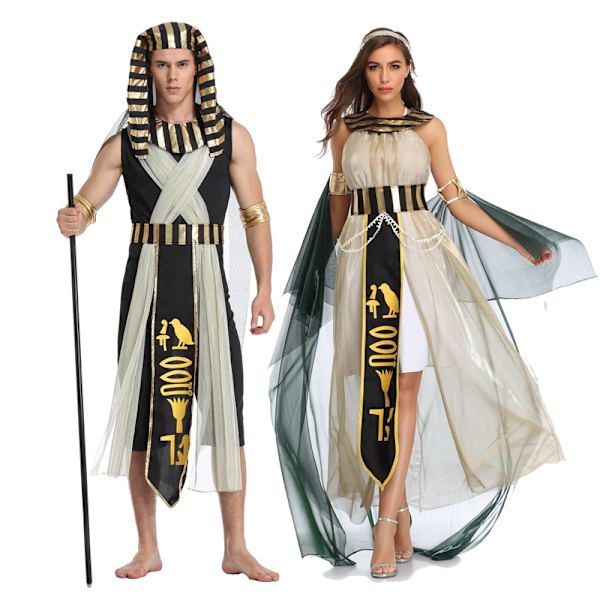 Cleopatra-kostym för kvinnor, Farao-kostym för män Man M