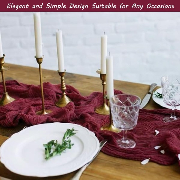 1 Pack Ostduksservetter, Bred Gauze Servetter, Boho Servetter Burgundy 90*300cm