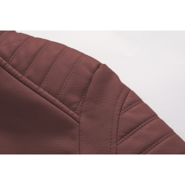 Miesten keinonahka takki pystykauluksella, moottoripyörä Bomber-takki hupun kanssa Red 2XL