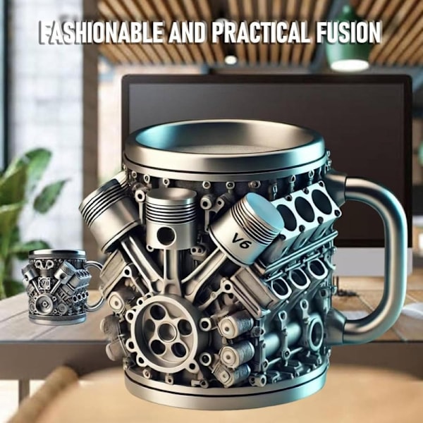 Personlig Rustfri Stålkrus, V8/V6 Motor Design Rustfri Stål Kop V6