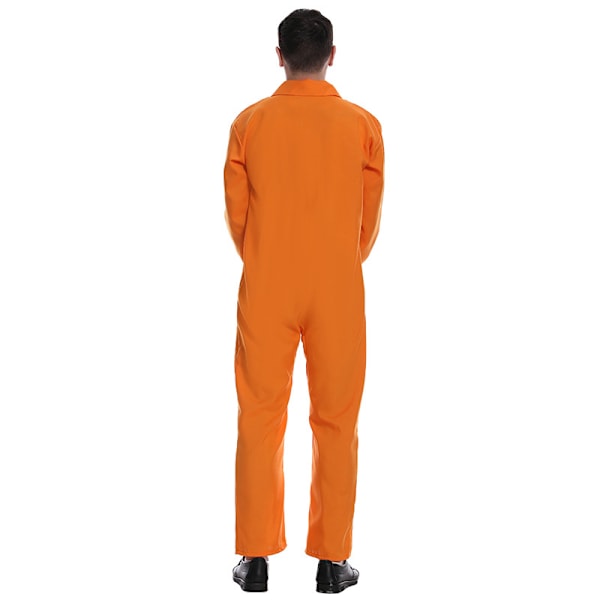 Fængsels Jumpsuit, Orange Fængselsindsat Halloween Kostume Men L