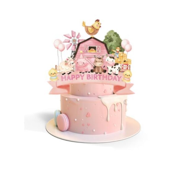 Gårdstema Rosa Babyfest Pynt Set 1