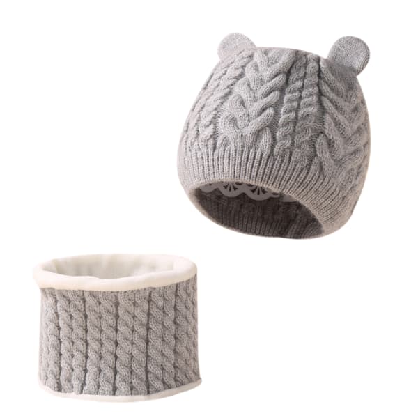 Baby vintermössa Scarf Set Grey