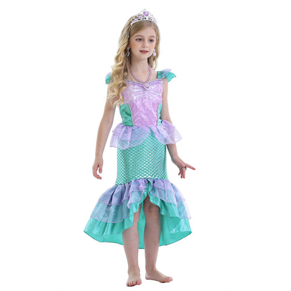Sjöjungfrukostym för flickor, barn, prinsessa, festkläder, cosplay-outfit 140cm