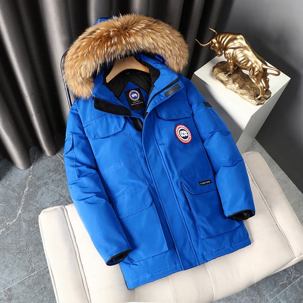 HERR Tjock Vinterjacka, Varm Parka med Huva Blue 2XL