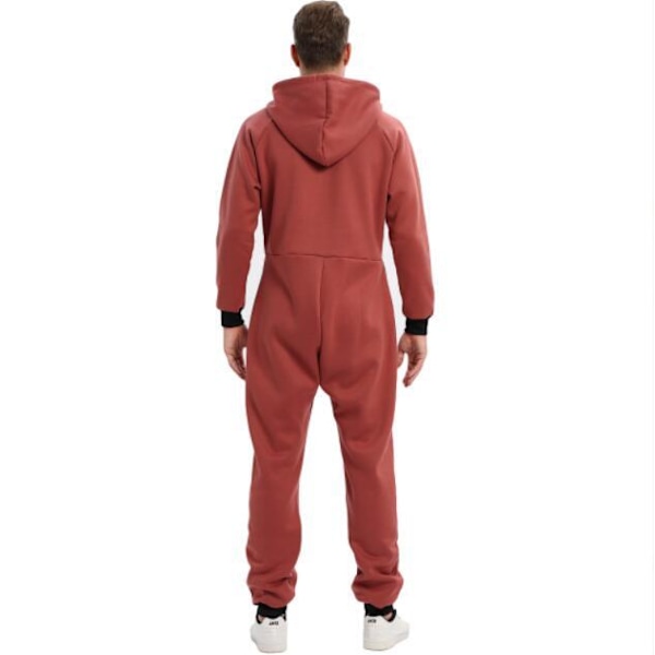 One Piece Pyjamas för män med huva Playsuit red M