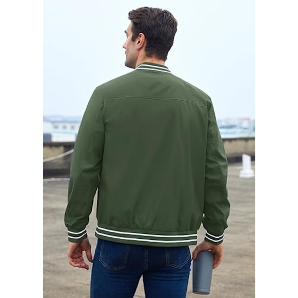 Mænds Jakke Casual Pilot Fuldt Lynlås Jakke Green XL