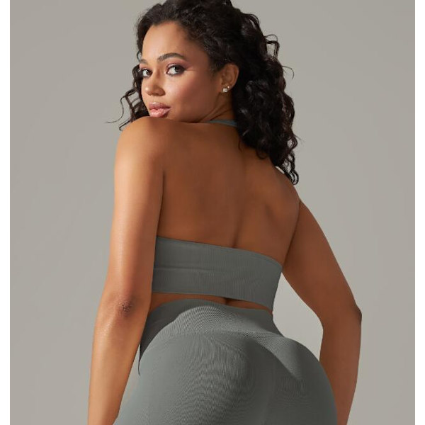 Solid Färgad Stretch Yoga Kläder Gray S