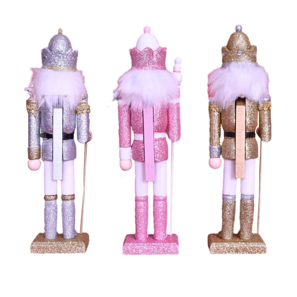 1 stk Træ Nøddeknækker Julepynt Figurer Nøddeknækker Ornament til Julebord Pink