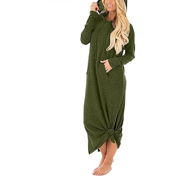 Klänning med luva för kvinnor med fickor Green M