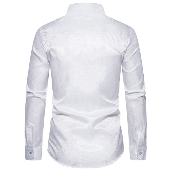 Mænds Casual Langærmet Lapel Trykt Knapløs Skjorte White M