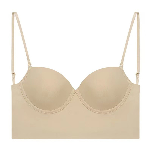Naisten matala selkäosa push-up syvä V-kaula selästä avoin rintaliivi Skin XL