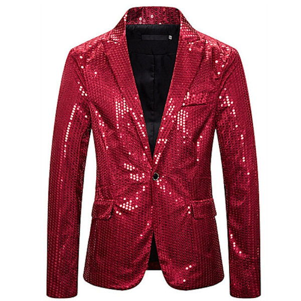 Paljettipikkutakki miehille, kiiltävä juhlatakki Red 2XL