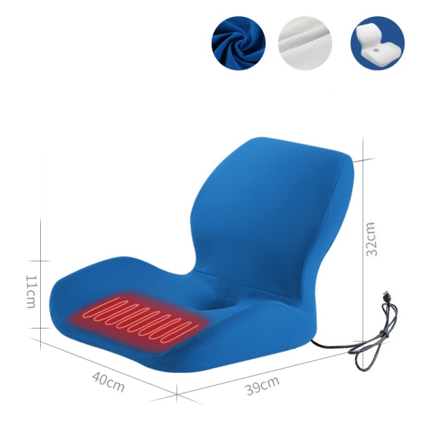 Uppvärmd sittdyna för kontorsbruk blue