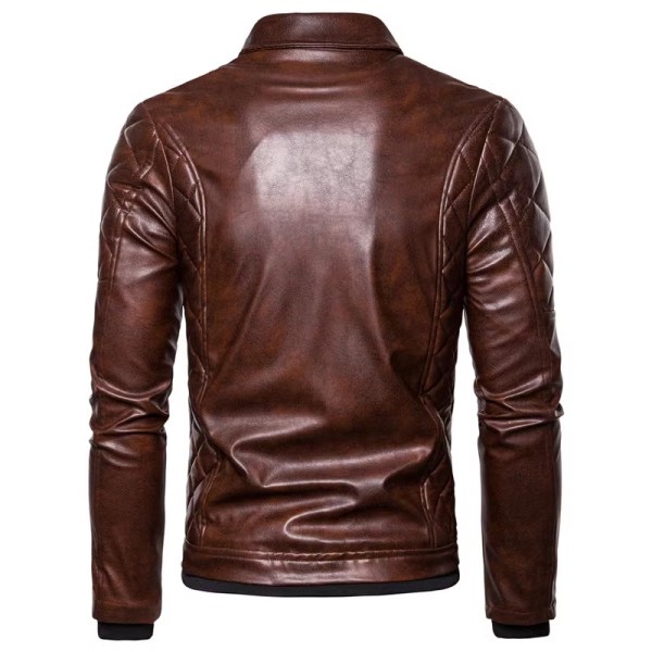 Miesten vetoketjullinen irrotettavan turkiskauluksen takki, nahkainen vintage steampunk retrotakki Brown M