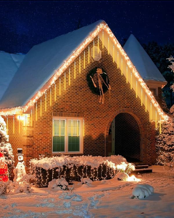 Regn Drops Lys, LED Meteorskur Lys 8 Rør Warm White