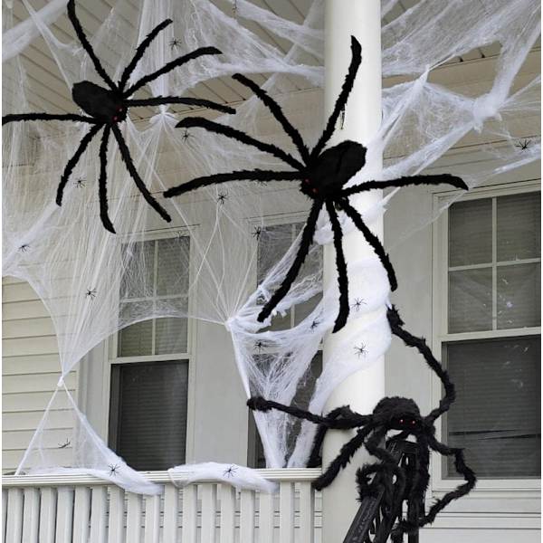 Halloween Utomhusdekorationer Svart Läskig Jättefårig Falsk Hårig Spindelrekvisita 150cm