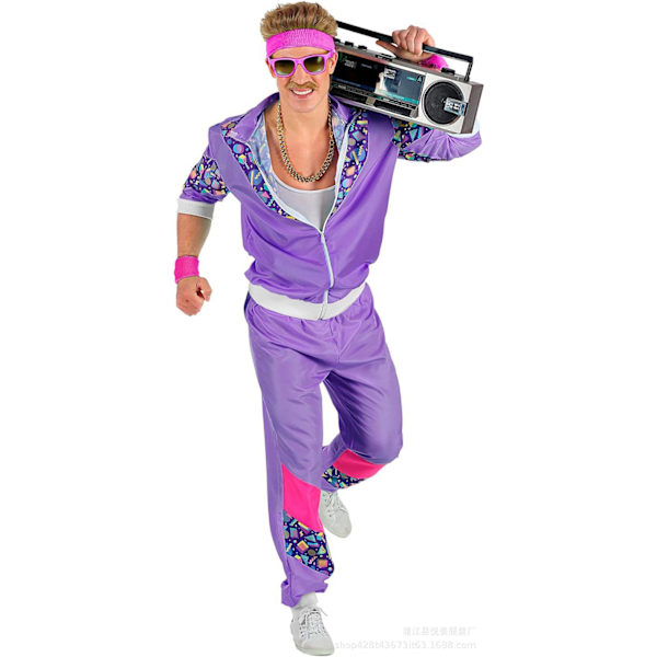Puku-trenssi, Disco, 80-lukuasu, Jogging-asu, Hääpuvut purple L