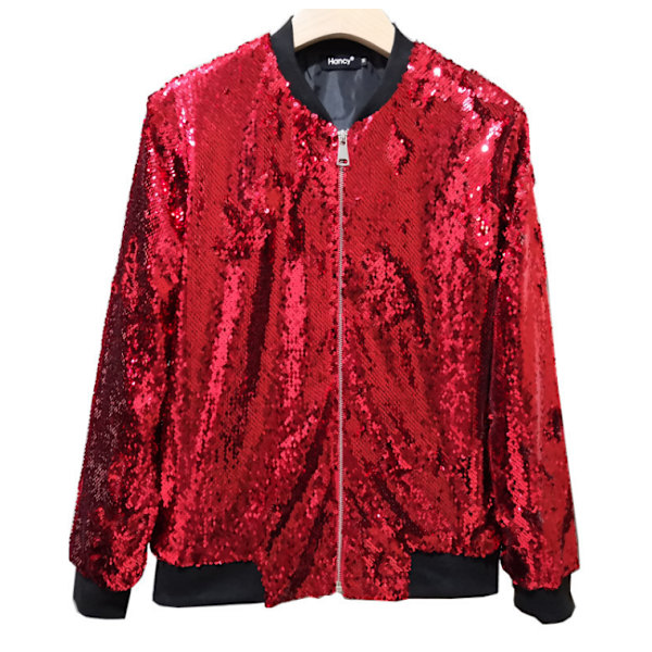 Dam Sparkle Paljetter Jacka Casual Jacka red L