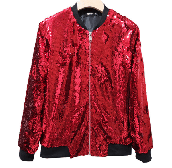 Dam Sparkle Paljetter Jacka Casual Jacka red XXL