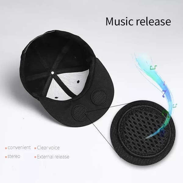 Mössa med Bluetooth högtalare Justerbar Bluetooth hatt Black