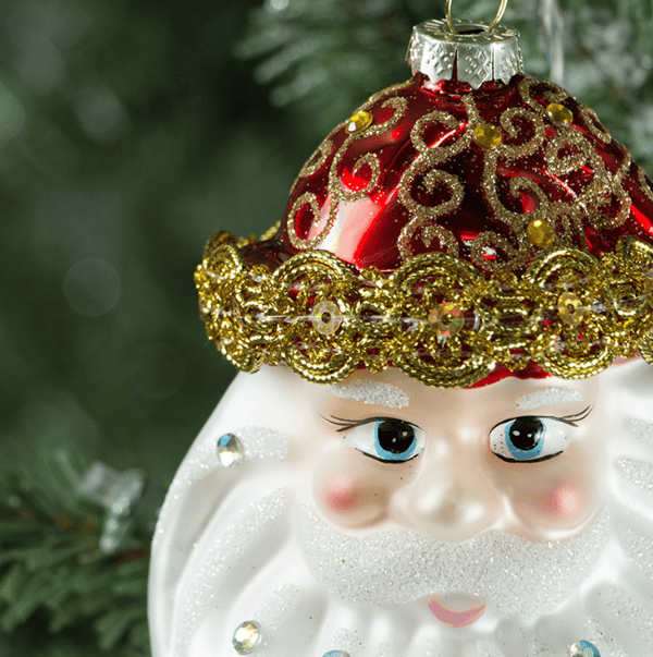 Jultomten Ansikte Glas Julgransprydnad 2st