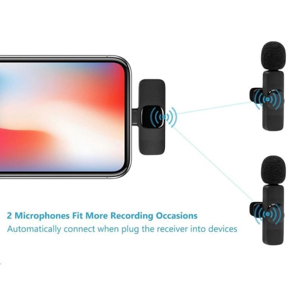 Trådlös Lavalier Mikrofon Ljud Videoinspelning Mini Mic för iPhone Android