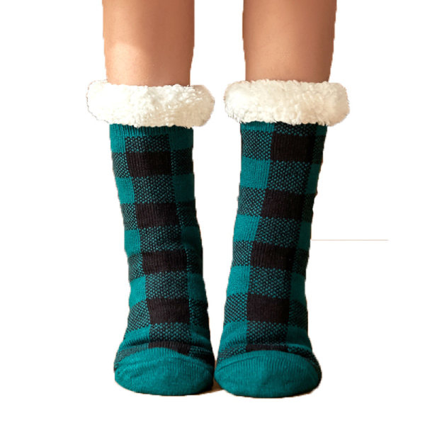 Fluffiga Thermal Slipper Socks Ultra mjuka julstrumpor Green