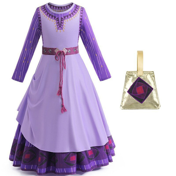 Wish Asha -mekko tytöille, prinsessapuku, lasten naamiaisasu 120