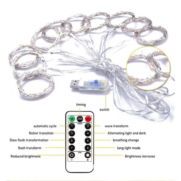3*2m 200 LED-gardinljus colorful