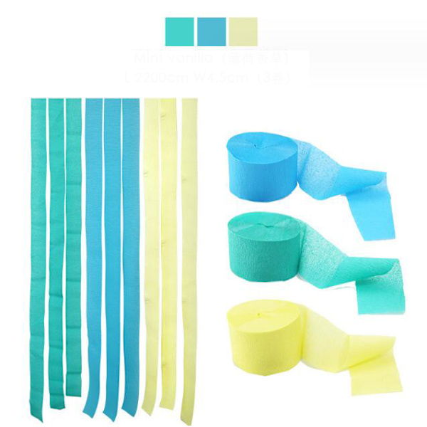 3 kpl Syntymäpäiväjuhlan Taustakoriste Crinkle Paper Mint Vanilla