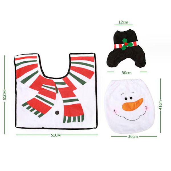 Jouluinen WC-kansisetti, kolme osaa Snowman