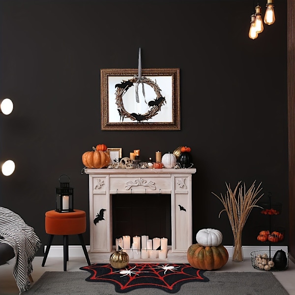 Goottilainen Matto Hämähäkinverkko Sisätiloihin Halloweeniin Black Red 40*60cm