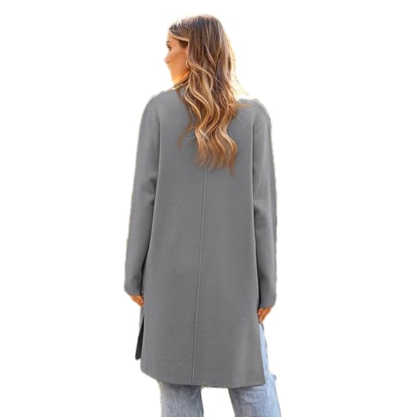 Dame Lang Uldbluser Cardigan Let Casual Frakke Gray L