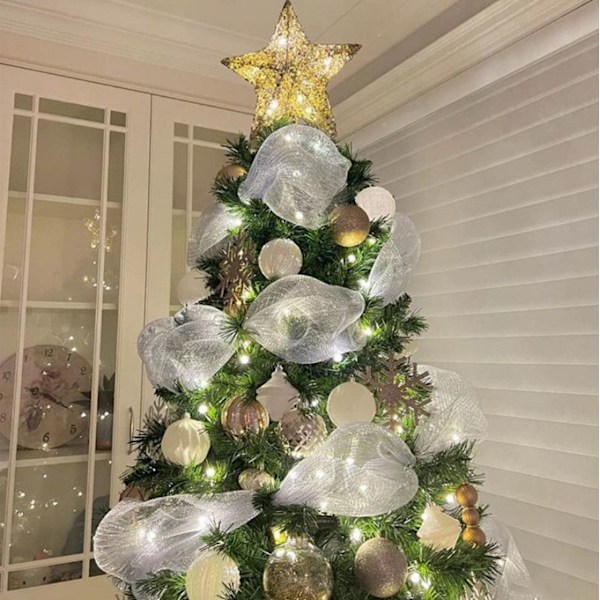 Julgransband för julgransdekorationer silver