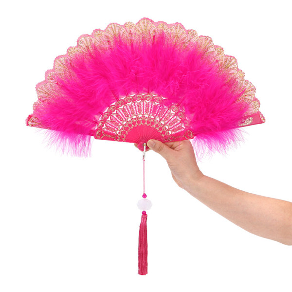 1920'er Vintage Stil Flapper Håndvifte til Kostumefest Dans Pink